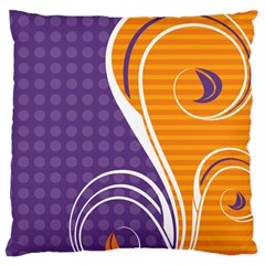 Leaf Polka Dot Purple Orange Large Cushion Case (two Sides)