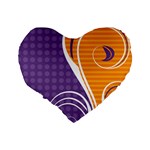 Leaf Polka Dot Purple Orange Standard 16  Premium Heart Shape Cushions Back
