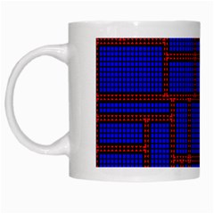 Line Plaid Red Blue White Mugs by Mariart