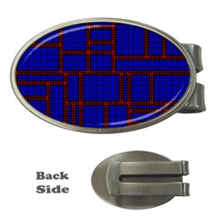 Line Plaid Red Blue Money Clips (oval) 
