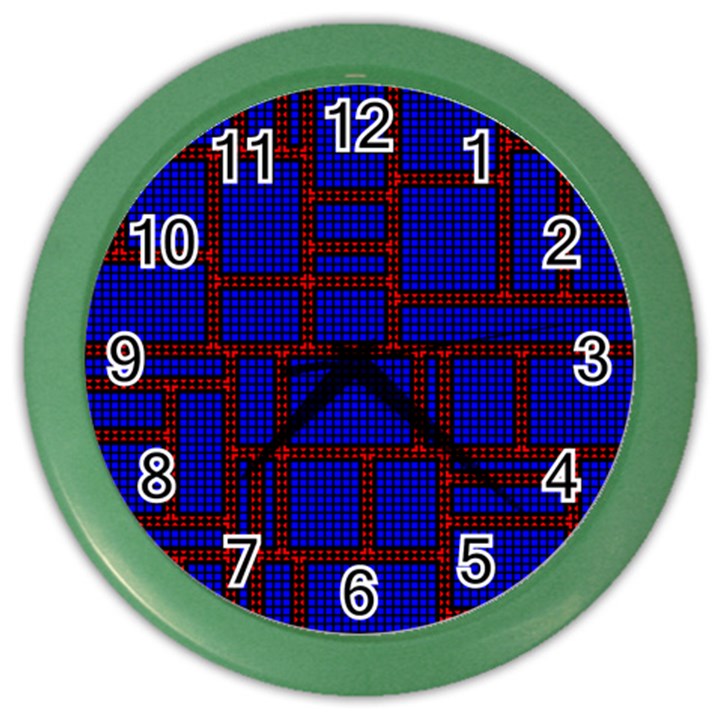 Line Plaid Red Blue Color Wall Clocks