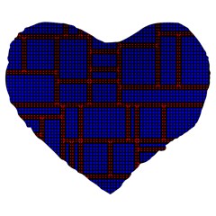 Line Plaid Red Blue Large 19  Premium Flano Heart Shape Cushions by Mariart