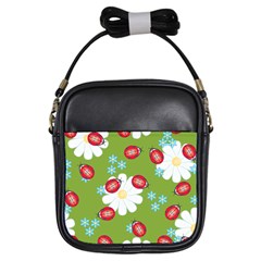 Insect Flower Floral Animals Star Green Red Sunflower Girls Sling Bags by Mariart