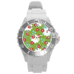 Insect Flower Floral Animals Star Green Red Sunflower Round Plastic Sport Watch (l) by Mariart