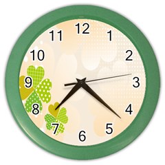 Leaf Polka Dot Green Flower Star Color Wall Clocks