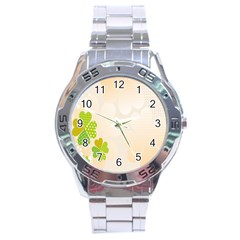 Leaf Polka Dot Green Flower Star Stainless Steel Analogue Watch by Mariart