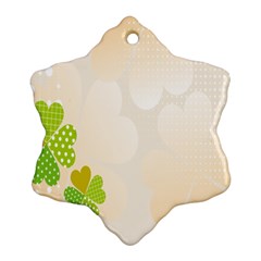 Leaf Polka Dot Green Flower Star Snowflake Ornament (two Sides)