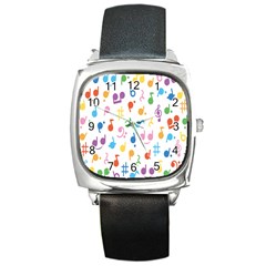 Musical Notes Square Metal Watch by Mariart