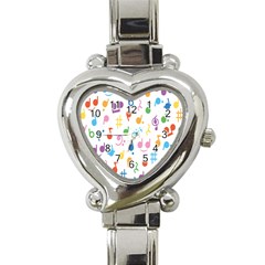 Musical Notes Heart Italian Charm Watch by Mariart