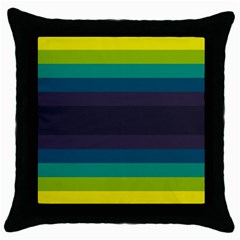 Neon Stripes Line Horizon Color Rainbow Yellow Blue Purple Black Throw Pillow Case (Black)
