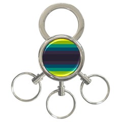 Neon Stripes Line Horizon Color Rainbow Yellow Blue Purple Black 3-Ring Key Chains