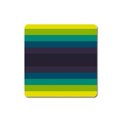 Neon Stripes Line Horizon Color Rainbow Yellow Blue Purple Black Square Magnet