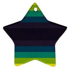 Neon Stripes Line Horizon Color Rainbow Yellow Blue Purple Black Star Ornament (Two Sides)