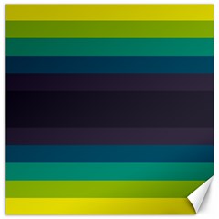 Neon Stripes Line Horizon Color Rainbow Yellow Blue Purple Black Canvas 12  x 12  