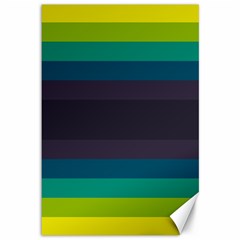 Neon Stripes Line Horizon Color Rainbow Yellow Blue Purple Black Canvas 12  x 18  