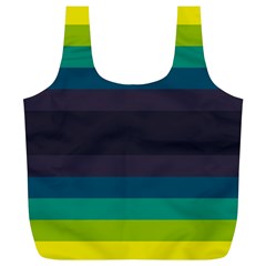 Neon Stripes Line Horizon Color Rainbow Yellow Blue Purple Black Full Print Recycle Bags (L) 