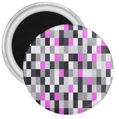 Pink Grey Black Plaid Original 3  Magnets by Mariart