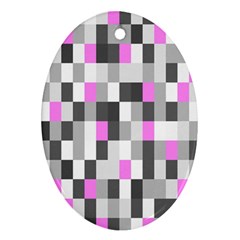 Pink Grey Black Plaid Original Ornament (oval) by Mariart