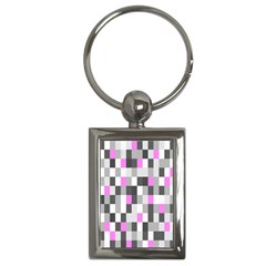 Pink Grey Black Plaid Original Key Chains (rectangle)  by Mariart