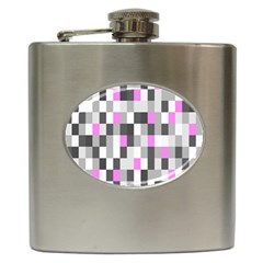 Pink Grey Black Plaid Original Hip Flask (6 Oz)