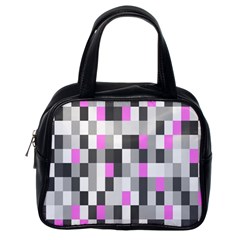 Pink Grey Black Plaid Original Classic Handbags (one Side)