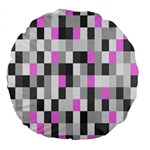 Pink Grey Black Plaid Original Large 18  Premium Round Cushions Back