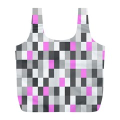 Pink Grey Black Plaid Original Full Print Recycle Bags (l) 