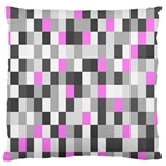 Pink Grey Black Plaid Original Large Flano Cushion Case (One Side) Front