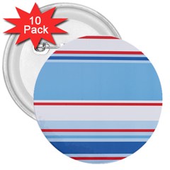 Navy Blue White Red Stripe Blue Finely Striped Line 3  Buttons (10 Pack)  by Mariart