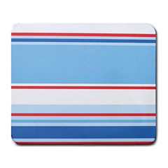 Navy Blue White Red Stripe Blue Finely Striped Line Large Mousepads by Mariart