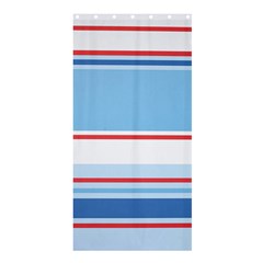 Navy Blue White Red Stripe Blue Finely Striped Line Shower Curtain 36  X 72  (stall) 
