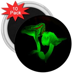 Neon Green Resolution Mushroom 3  Magnets (10 Pack) 
