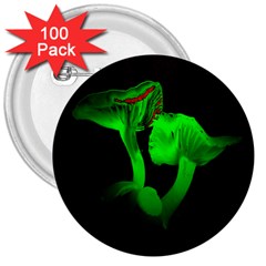 Neon Green Resolution Mushroom 3  Buttons (100 Pack) 
