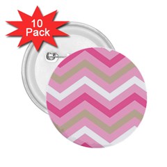 Pink Red White Grey Chevron Wave 2 25  Buttons (10 Pack) 