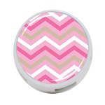 Pink Red White Grey Chevron Wave 4-Port USB Hub (One Side) Front