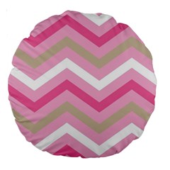 Pink Red White Grey Chevron Wave Large 18  Premium Round Cushions