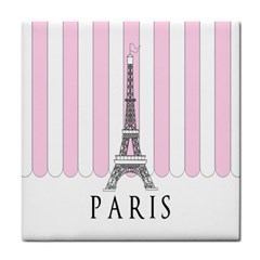 Pink Paris Eiffel Tower Stripes France Tile Coasters