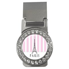 Pink Paris Eiffel Tower Stripes France Money Clips (cz) 