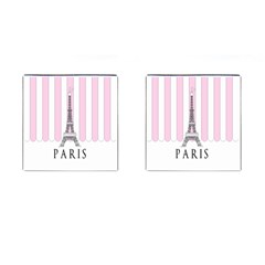 Pink Paris Eiffel Tower Stripes France Cufflinks (square)