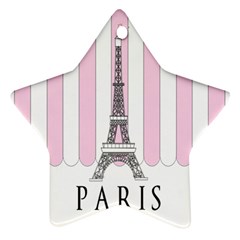 Pink Paris Eiffel Tower Stripes France Star Ornament (two Sides) by Mariart