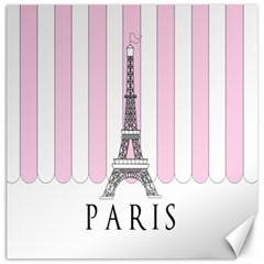 Pink Paris Eiffel Tower Stripes France Canvas 20  X 20   by Mariart