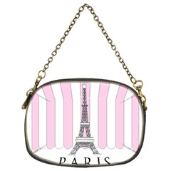 Pink Paris Eiffel Tower Stripes France Chain Purses (two Sides) 