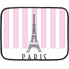 Pink Paris Eiffel Tower Stripes France Double Sided Fleece Blanket (mini)  by Mariart