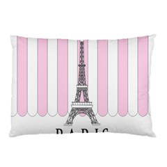 Pink Paris Eiffel Tower Stripes France Pillow Case (two Sides) by Mariart