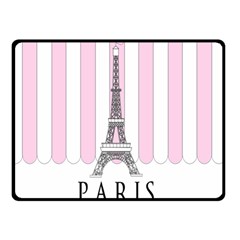 Pink Paris Eiffel Tower Stripes France Double Sided Fleece Blanket (small)  by Mariart