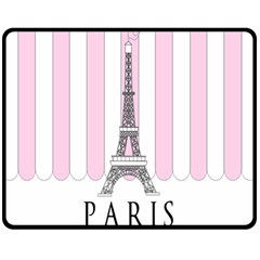 Pink Paris Eiffel Tower Stripes France Double Sided Fleece Blanket (medium) 
