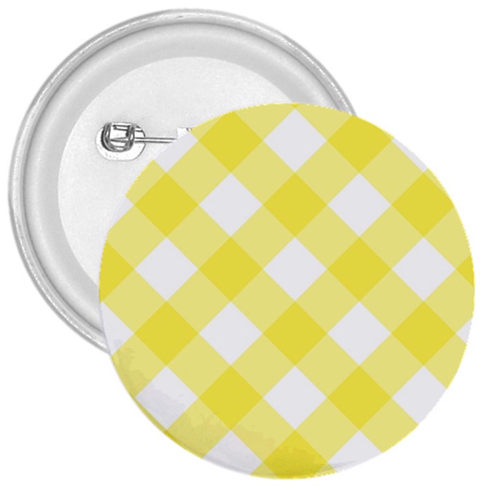 Plaid Chevron Yellow White Wave 3  Buttons