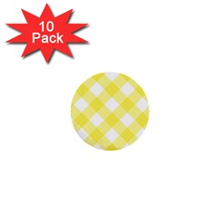 Plaid Chevron Yellow White Wave 1  Mini Buttons (10 Pack) 