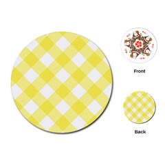 Plaid Chevron Yellow White Wave Playing Cards (round)  by Mariart