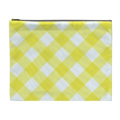 Plaid Chevron Yellow White Wave Cosmetic Bag (xl)